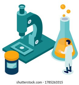 Vector illustration of nanotechnology, digital structure of dna, science concept 