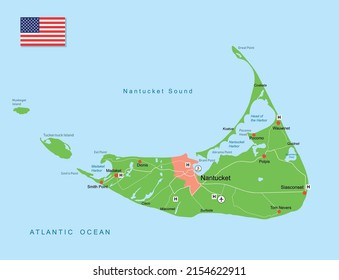 Vector Illustration Nantucket Island Map