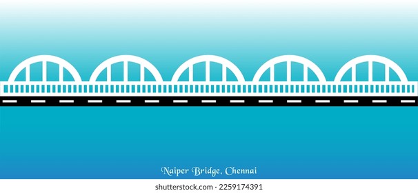 vector illustration of Napier Bridge in Chennai.