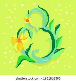 Vector illustration with narcisusses. May be used for prints, postcards. 