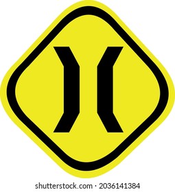 Vector illustration of narrow bridge traffic sign