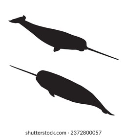 Vector Illustration of Narwhal Silhouette