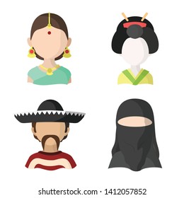 Vector illustration of nation and race  icon. Set of nation and user vector icon for stock.