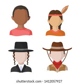 Vector illustration of nation and race  icon. Set of nation and user stock vector illustration.