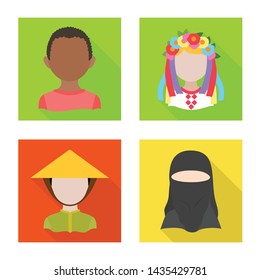 Vector illustration of nation and race icon. Set of nation and user vector icon for stock.