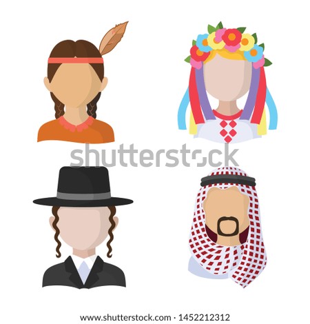 Vector illustration of nation and race icon. Set of nation and user stock vector illustration.