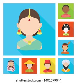 Vector illustration of nation and race  sign. Set of nation and user stock vector illustration.