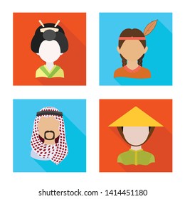 Vector illustration of nation and race  sign. Set of nation and user vector icon for stock.