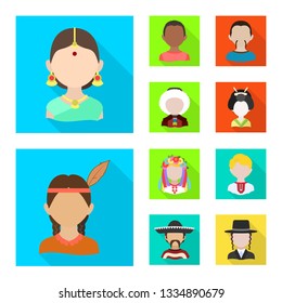 Vector illustration of nation and race  symbol. Collection of nation and user stock vector illustration.