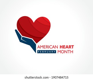 Vector Illustration Of National American Heart Month Observed In February