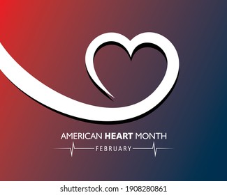 Ilustración vectorial del Mes Nacional Americano del Corazón observado en febrero