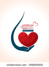 Vector Illustration Of National American Heart Month Observed In February