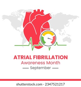 Vector illustration of National Atrial Fibrillation Awareness Month suitable for AFIB poster, card, social media post svg