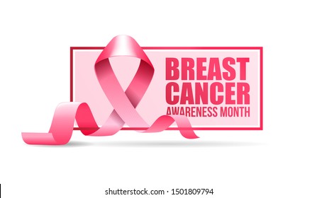 vector illustration. National Breast Cancer Awareness Month (Pink ribbon)