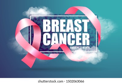 vector illustration. National Breast Cancer Awareness Month (Pink ribbon)