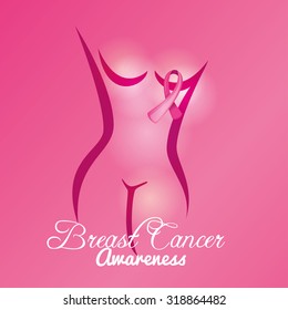 vector illustration National Breast Cancer Awareness Month (Pink ribbon)