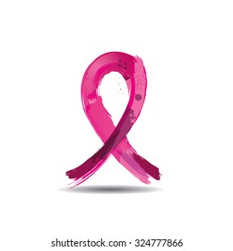 vector illustration National Breast Cancer Awareness Month (Pink ribbon), imitation of watercolor