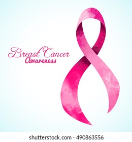 vector illustration National Breast Cancer Awareness Month (Pink ribbon), imitation of watercolor