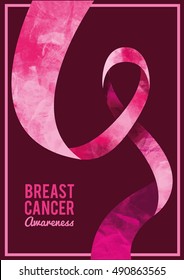 vector illustration National Breast Cancer Awareness Month (Pink ribbon), imitation of watercolor