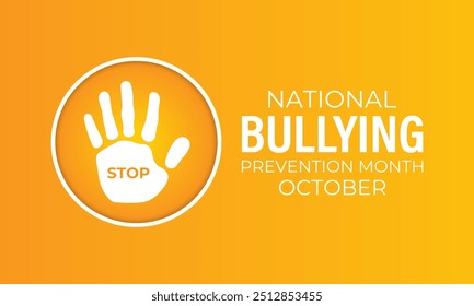 Ilustración vectorial del Mes Nacional de Prevención del Acoso Escolar: Plantilla de diseño para el concepto de Conciencia Social. Cartel del Anuncio del diseño del Vector del Día Nacional de Stop Bullying, volante y diseño de fondo.