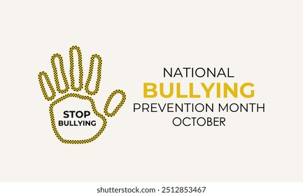 Ilustración vectorial del Mes Nacional de Prevención del Acoso Escolar: Plantilla de diseño para el concepto de Conciencia Social. Cartel del Anuncio del diseño del Vector del Día Nacional de Stop Bullying, volante y diseño de fondo.