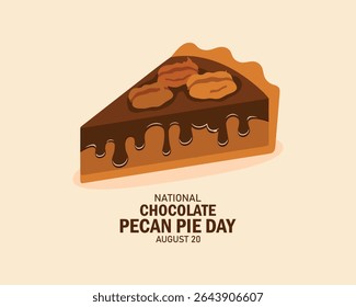 Vector Illustration of National Chocolate Pecan Pie Day. August 20. Flat design vector.