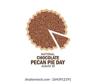 Vector Illustration of National Chocolate Pecan Pie Day. August 20. Flat design vector.