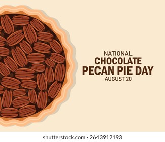 Vector Illustration of National Chocolate Pecan Pie Day. August 20. Flat design vector.