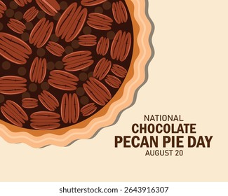 Vector Illustration of National Chocolate Pecan Pie Day. August 20. Flat design vector.
