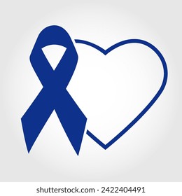 Vector illustration of National Colorectal Cancer Awareness Month. Banner with dark blue ribbon
