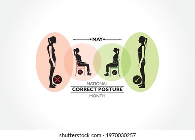 Vector Illustration of National Correct Posture Month observed each year in May. 