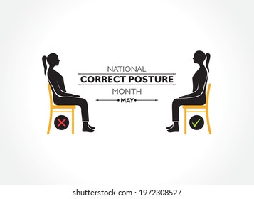 Vector Illustration of National Correct Posture Month observed each year in May. 