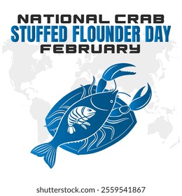 vector illustration for NATIONAL CRAB STUFFED FLOUNDER DAY social media post background