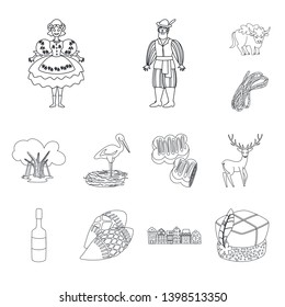 Vector illustration of national and culture logo. Set of national and europe vector icon for stock.