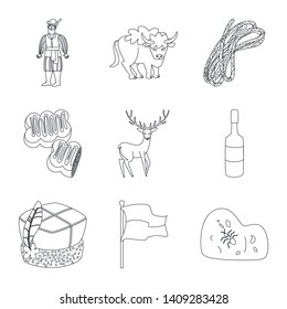 Vector illustration of national and culture sign. Set of national and europe stock vector illustration.
