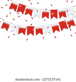 Vector Illustration of National Day Bahrain. Garland with the flag of Bahrain on a white background.
