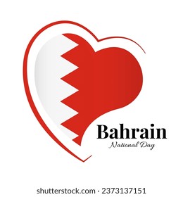 Vector Illustration of National Day Bahrain. National flag in heart shaped.
