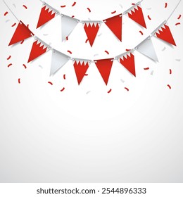 Vector Illustration of National Day Bahrain. Garland with the flag of Bahrain on a white background.
