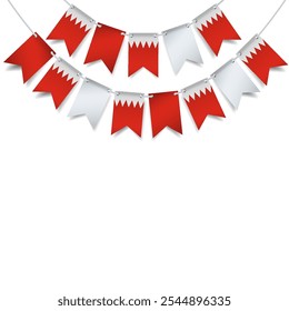 Vector Illustration of National Day Bahrain. Garland with the flag of Bahrain on a white background.
