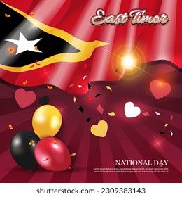 Vector illustration of national day of East Timor. flag background. for banners, greeting cards and posters