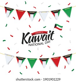 Vector Illustration of National Day Kuwait. Garland with the flag of Kuwait on a white background.
