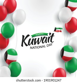 Ilustración vectorial del Día Nacional de Kuwait. Fondo con globos
