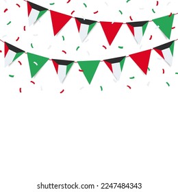 Vector Illustration of National Day Kuwait. Garland with the flag of Kuwait on a white background.
