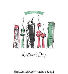 Vector Illustration of National Day Kuwait. Line design
