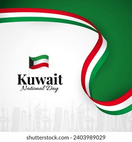 Ilustración vectorial del Día Nacional de Kuwait. Banner
