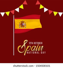 Vector illustration of National day in Spain Celebration on October 12th.