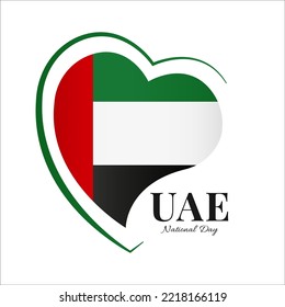 Vector Illustration of National Day United Arab Emirates. UAE flag in heart shape
