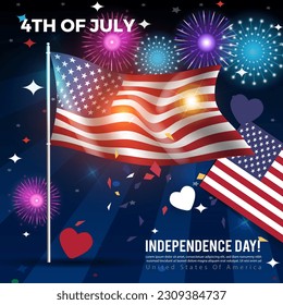Vector illustration of national day of United states. flag background. for banners, greeting cards and posters