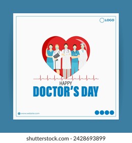 Vector illustration of National Doctors Day social media feed template