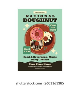 Vector illustration of national doughnut day flyer poster template design